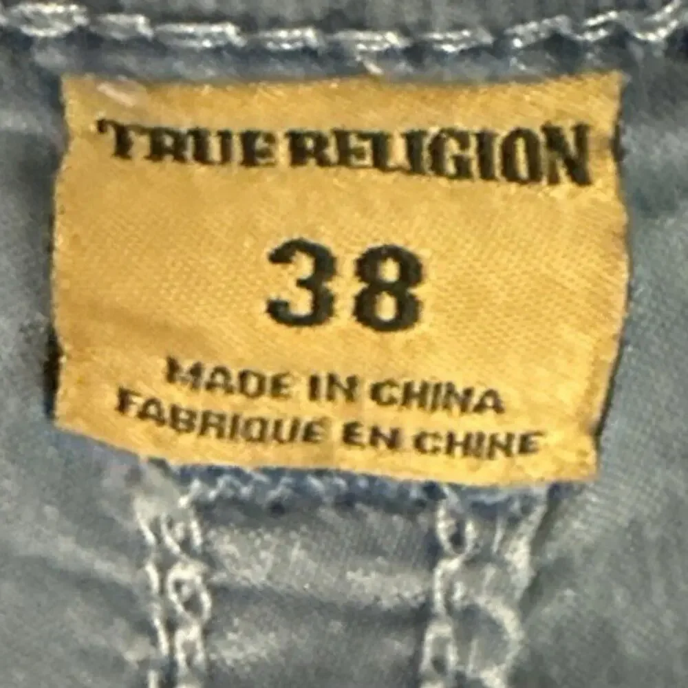 True Religion Jeans Mens 38 Blue Micro Corduroy Ricky Flaps Relaxed Straight VTG